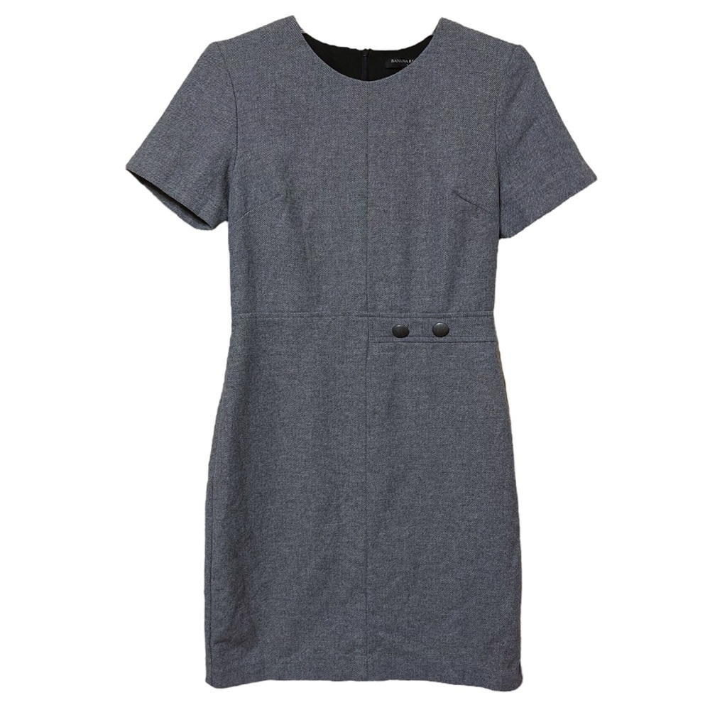 Banana Republic Factory Gray Marled Wool Blend Short Sleeve Sheath Dress Women 2